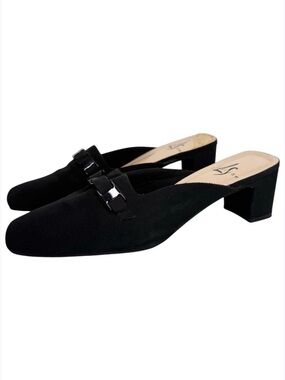 LifeStride Black  Buckled Mules 8 W